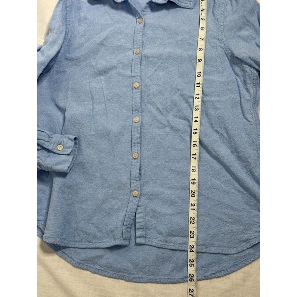 Medium linen light blue button-up shirt, Juniper + Lime - Picture 5 of 5